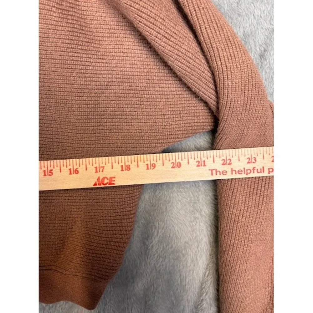SHEIN Caramel Brown V Neck Ribbed Cropped Sweater Tie‎ Back Cutout Size M